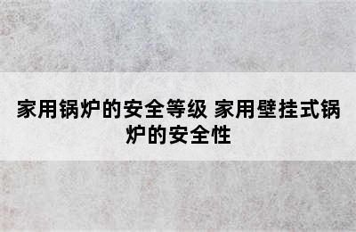 家用锅炉的安全等级 家用壁挂式锅炉的安全性